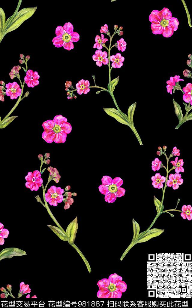 民族风小碎花花卉数码印花华亿平台下载（图片编号: 981887） - 瓦栏（Walan）