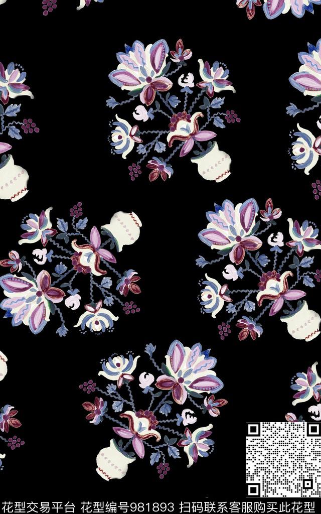 民族风小碎花花卉数码印花华亿平台下载（图片编号: 981893） - 瓦栏（Walan）