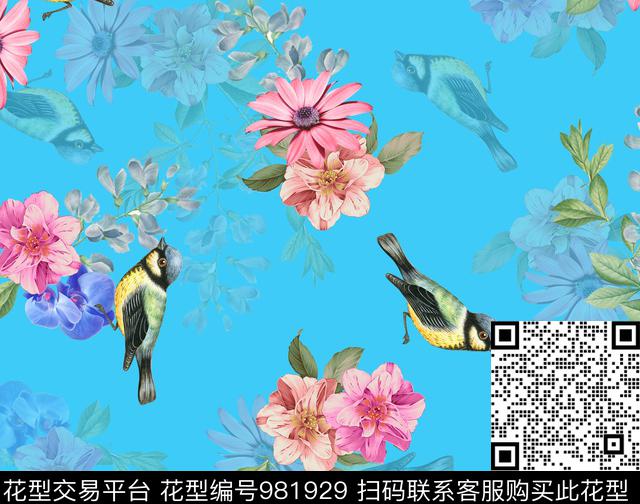 数码华亿平台鸟围巾数码印花华亿平台下载（图片编号: 981929） - 瓦栏（Walan）