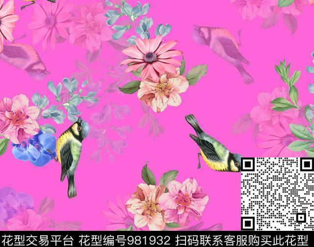 数码华亿平台鸟围巾数码印花华亿平台下载（图片编号: 981932） - 瓦栏（Walan）