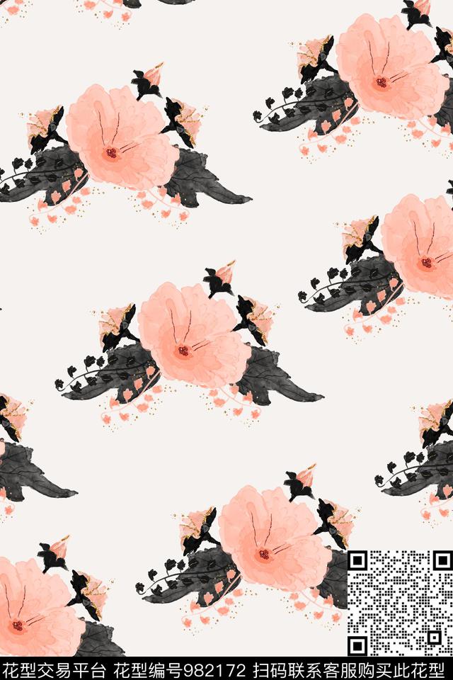 小碎花水彩花卉手绘花卉数码印花华亿平台下载（图片编号: 982172） - 瓦栏（Walan）