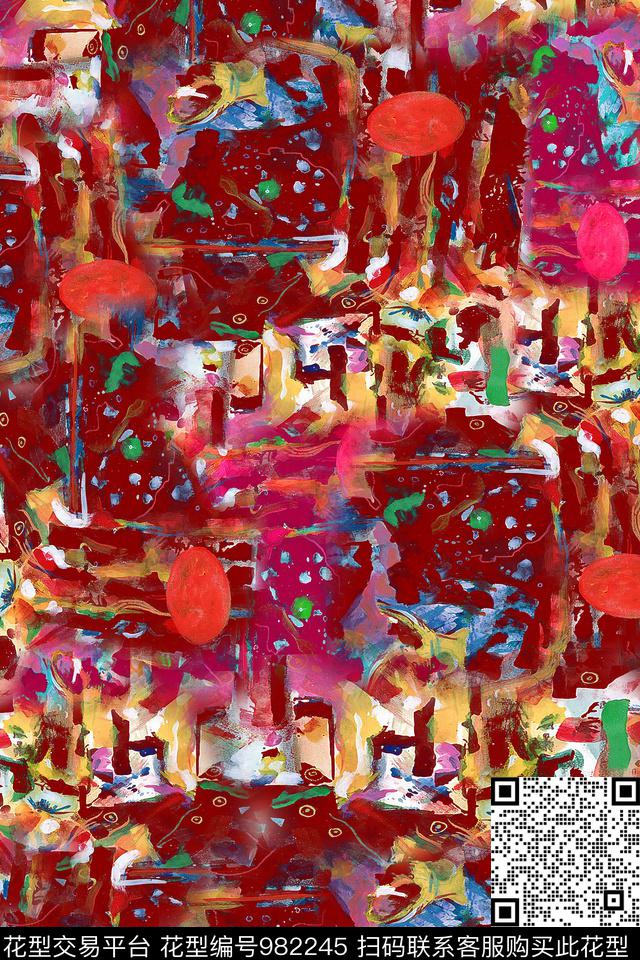 趣味肌理棉麻数码印花华亿平台下载（图片编号: 982245） - 瓦栏（Walan）