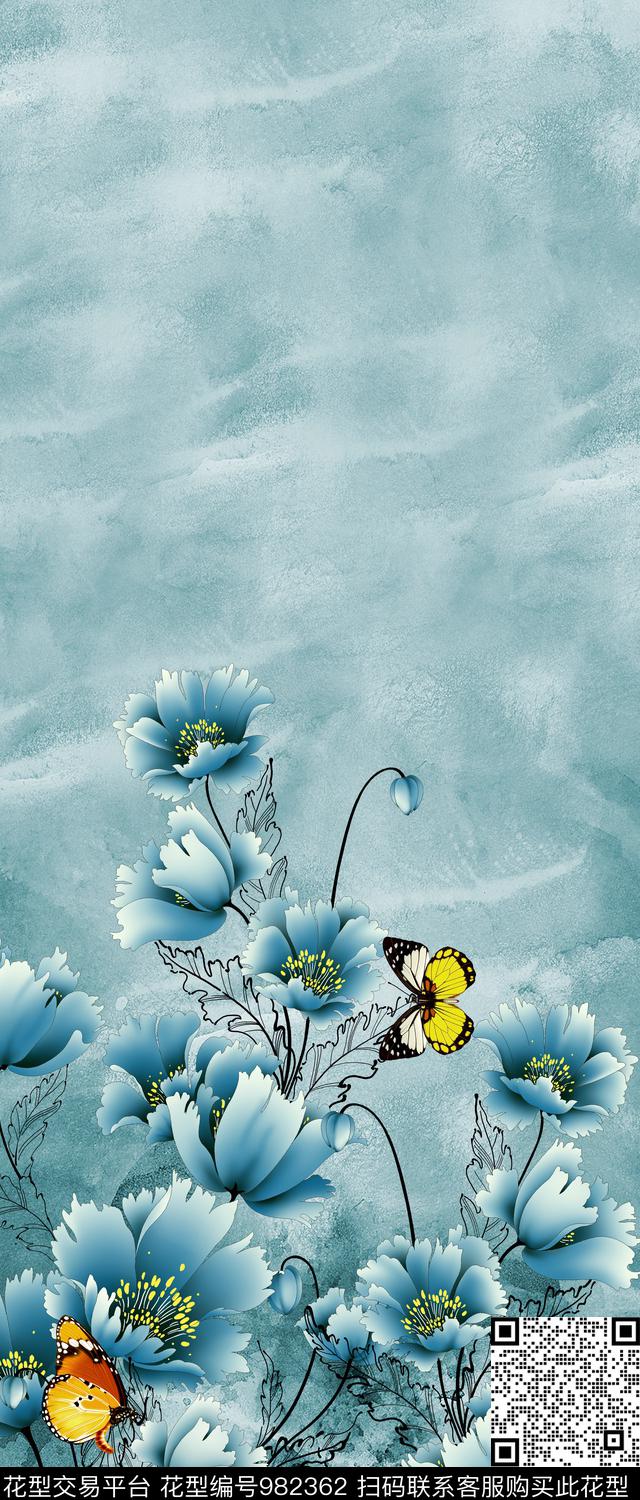 花卉数码定位花定位花数码印花华亿平台下载（图片编号: 982362） - 瓦栏（Walan）