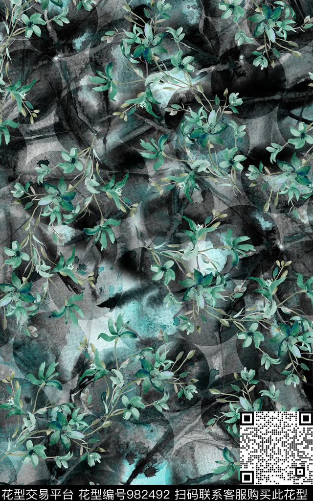 民族风抽象花卉数码印花华亿平台下载（图片编号: 982492） - 瓦栏（Walan）