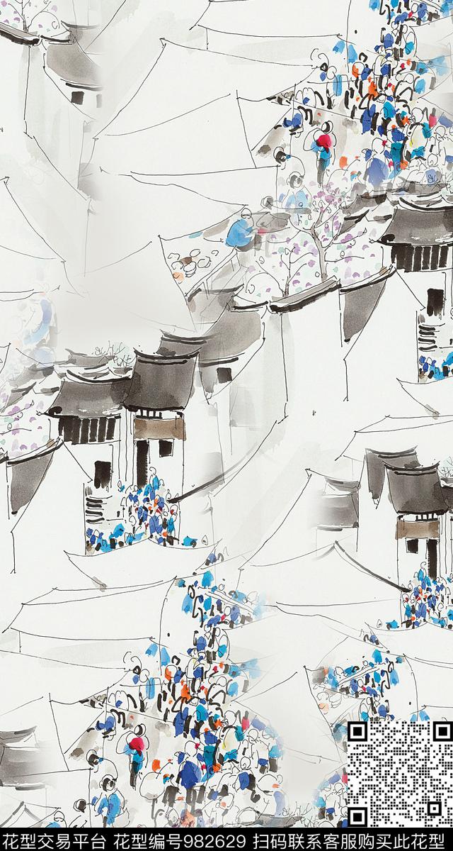 中国风数码华亿平台肌理数码印花华亿平台下载（图片编号: 982629） - 瓦栏（Walan）