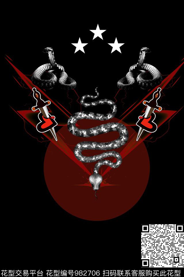 昆虫男装黑白华亿平台数码印花华亿平台下载（图片编号: 982706） - 瓦栏（Walan）