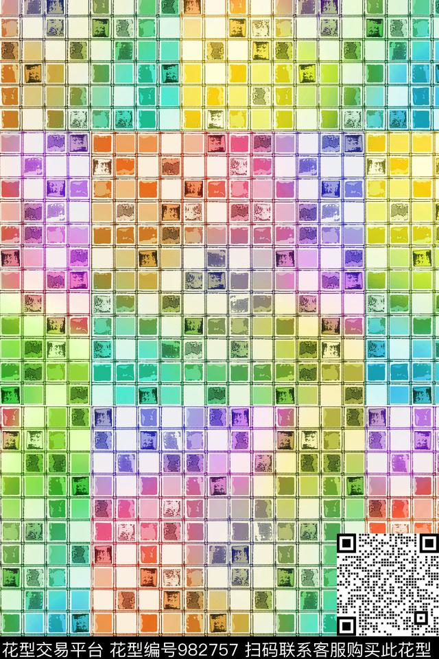 格子肌理棉麻数码印花华亿平台下载（图片编号: 982757） - 瓦栏（Walan）