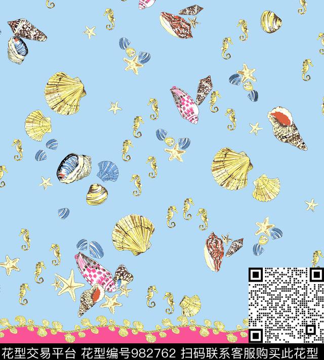 定位花贝壳海洋传统印花华亿平台下载（图片编号: 982762） - 瓦栏（Walan）
