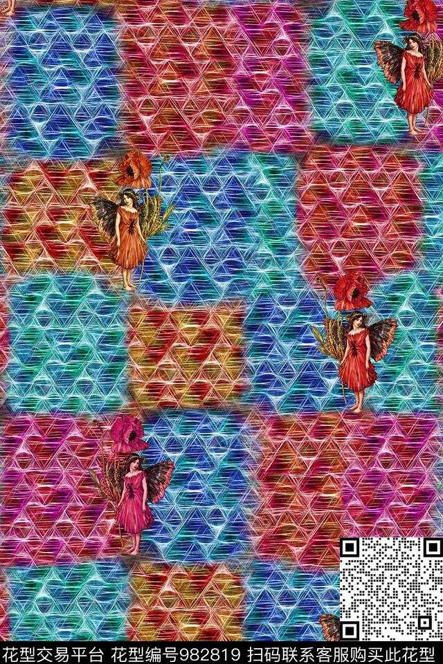 格子肌理棉麻数码印花华亿平台下载（图片编号: 982819） - 瓦栏（Walan）