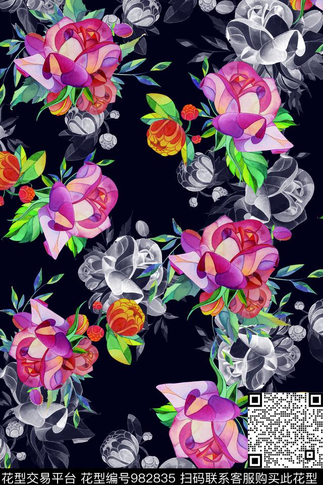 数码华亿平台植物花卉数码印花华亿平台下载（图片编号: 982835） - 瓦栏（Walan）