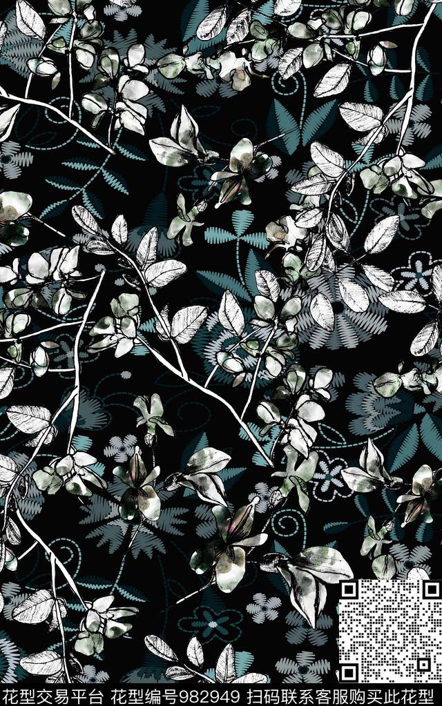 数码华亿平台民族风抽象数码印花华亿平台下载（图片编号: 982949） - 瓦栏（Walan）