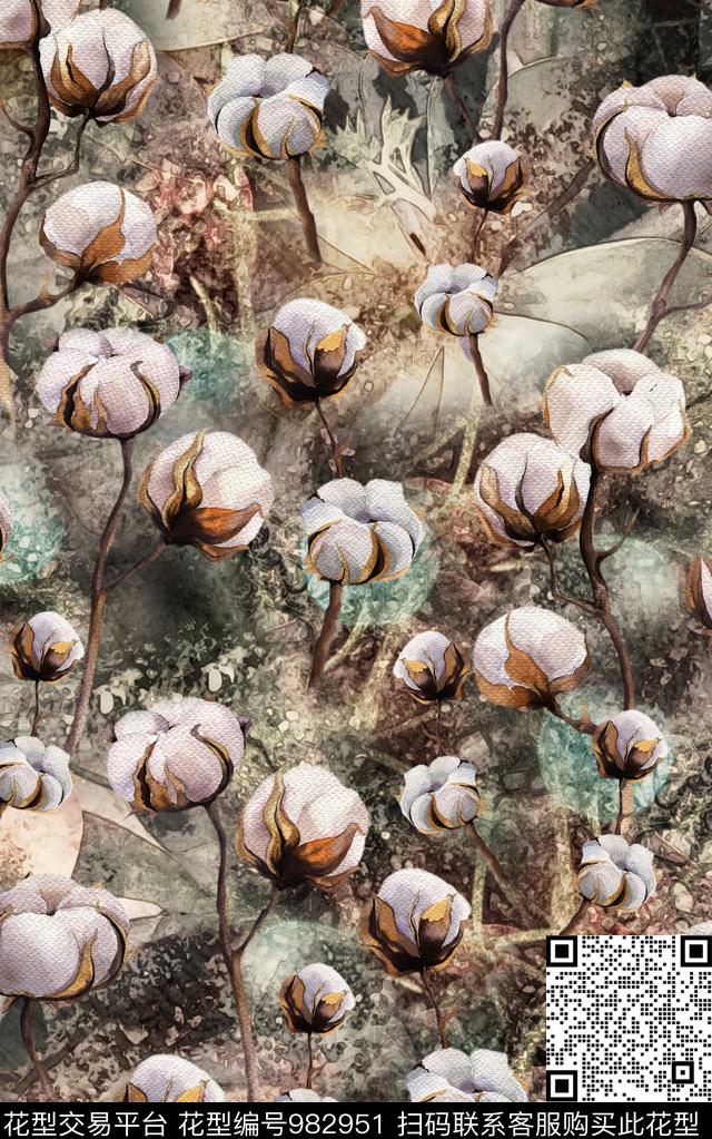 数码华亿平台民族风抽象数码印花华亿平台下载（图片编号: 982951） - 瓦栏（Walan）