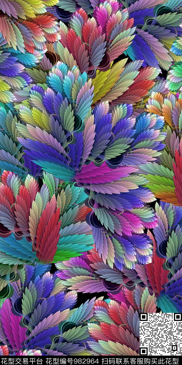 数码华亿平台抽象羽毛数码印花华亿平台下载（图片编号: 982964） - 瓦栏（Walan）