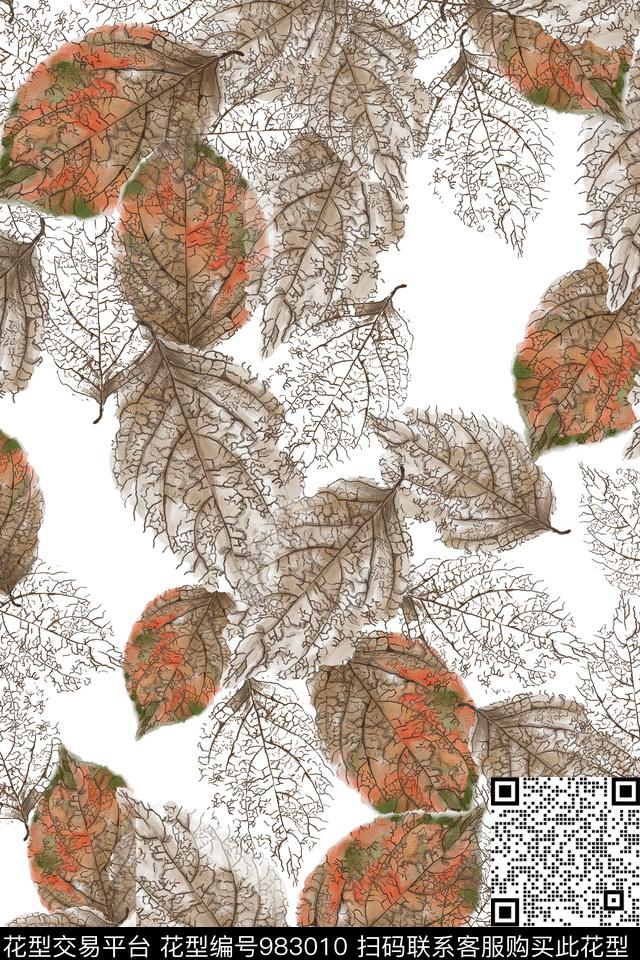秋冬华亿平台肌理绿植树叶数码印花华亿平台下载（图片编号: 983010） - 瓦栏（Walan）