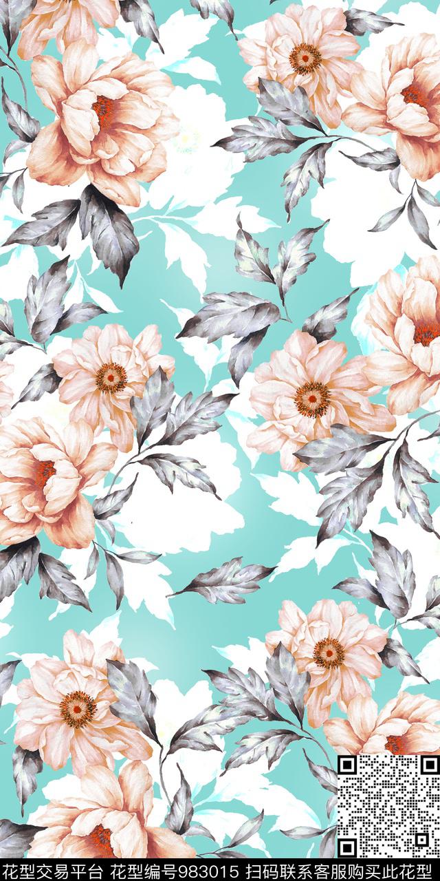 数码华亿平台植物花卉数码印花华亿平台下载（图片编号: 983015） - 瓦栏（Walan）