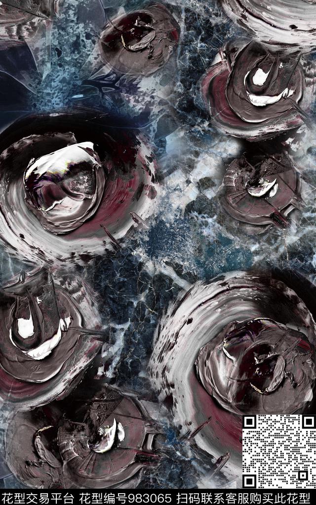 民族风抽象花卉数码印花华亿平台下载（图片编号: 983065） - 瓦栏（Walan）