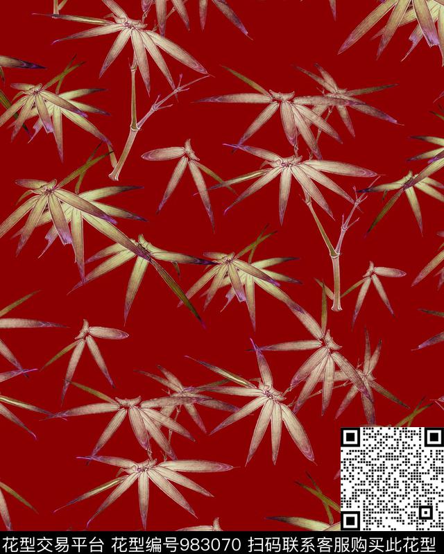 国画竹子中国风竹子数码印花华亿平台下载（图片编号: 983070） - 瓦栏（Walan）