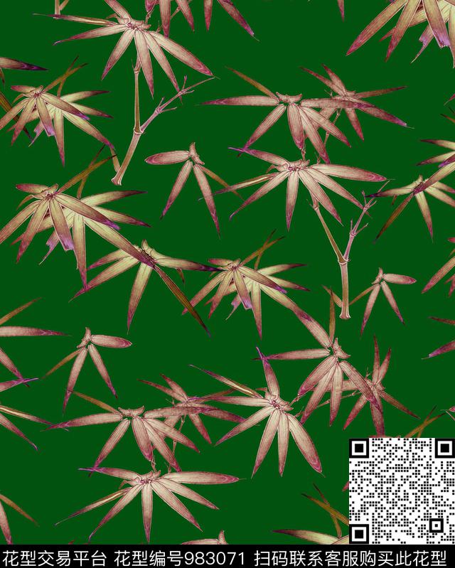 国画竹子中国风竹子数码印花华亿平台下载（图片编号: 983071） - 瓦栏（Walan）