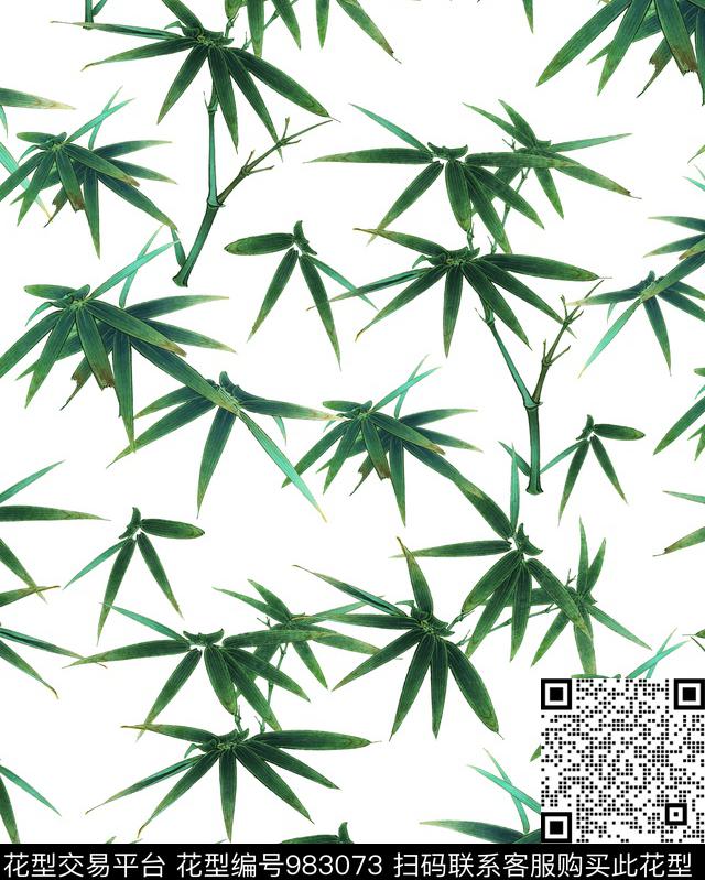 国画竹子中国风竹子数码印花华亿平台下载（图片编号: 983073） - 瓦栏（Walan）