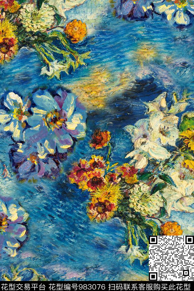 肌理花卉油画华亿平台数码印花华亿平台下载（图片编号: 983076） - 瓦栏（Walan）