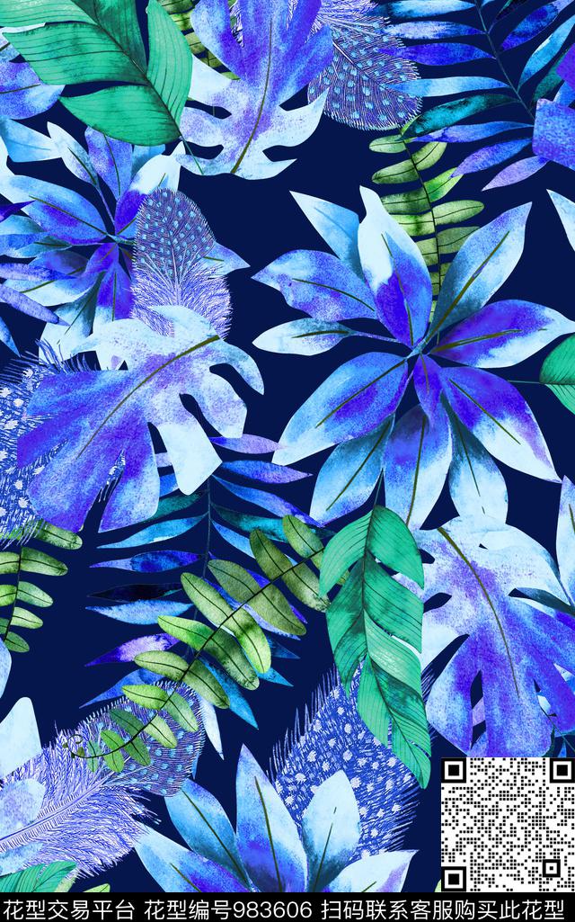 绿植树叶热带华亿平台南美数码印花华亿平台下载（图片编号: 983606） - 瓦栏（Walan）