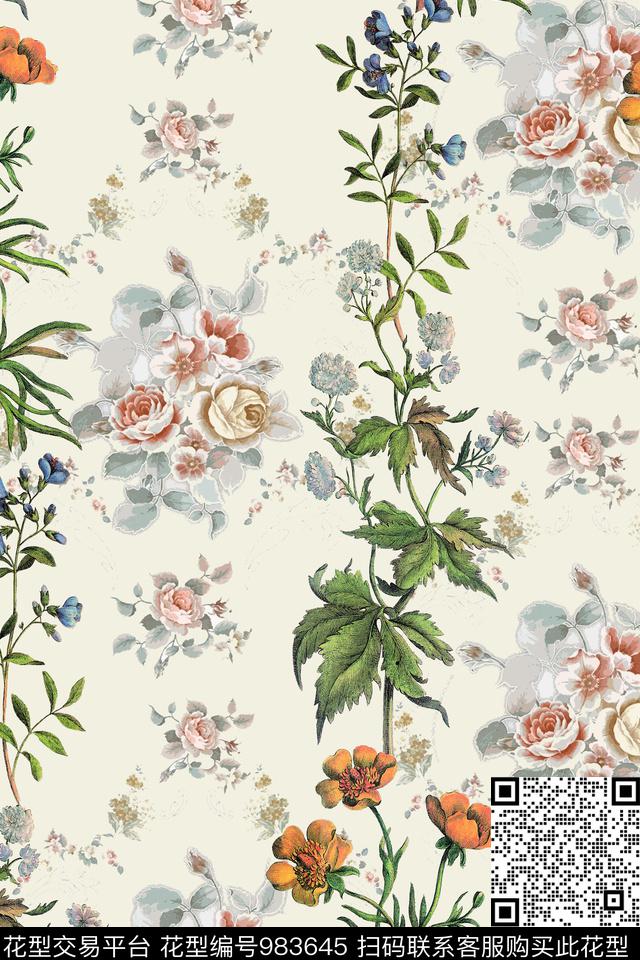 数码华亿平台小碎花花卉数码印花华亿平台下载（图片编号: 983645） - 瓦栏（Walan）