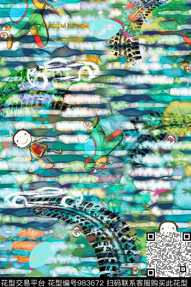 数码华亿平台肌理卡通人物数码印花华亿平台下载（图片编号: 983672） - 瓦栏（Walan）