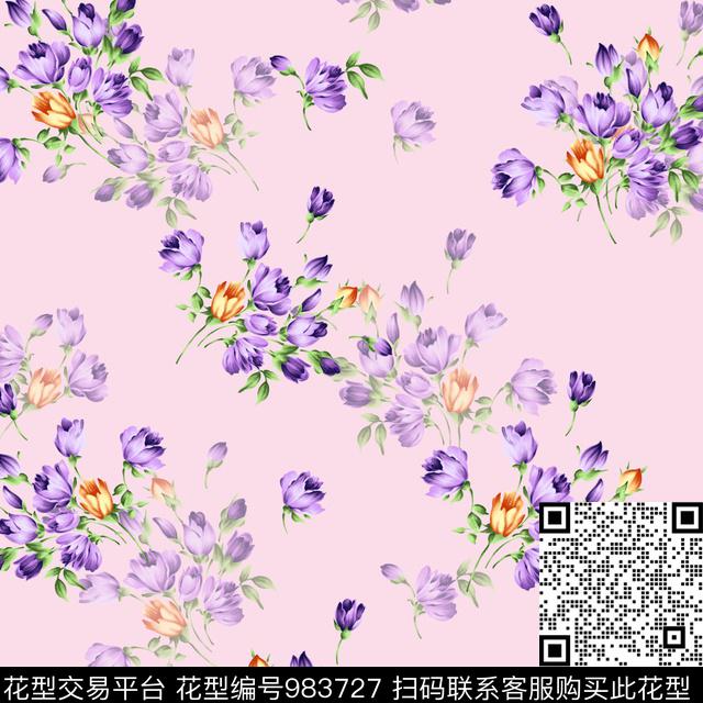 小碎花花卉清新女装数码印花华亿平台下载（图片编号: 983727） - 瓦栏（Walan）