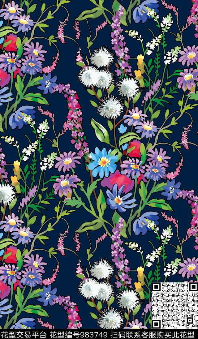 小碎花花卉大牌风数码印花华亿平台下载（图片编号: 983749） - 瓦栏（Walan）