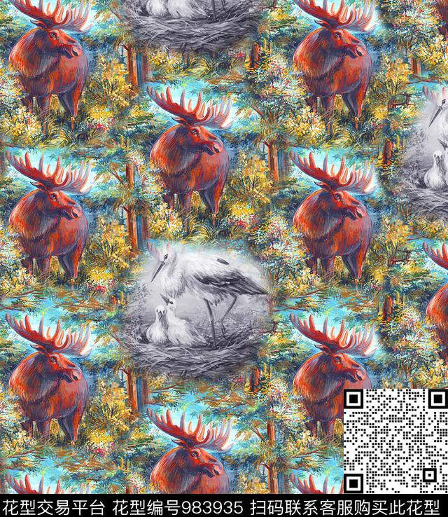 抽象复古油画华亿平台数码印花华亿平台下载（图片编号: 983935） - 瓦栏（Walan）