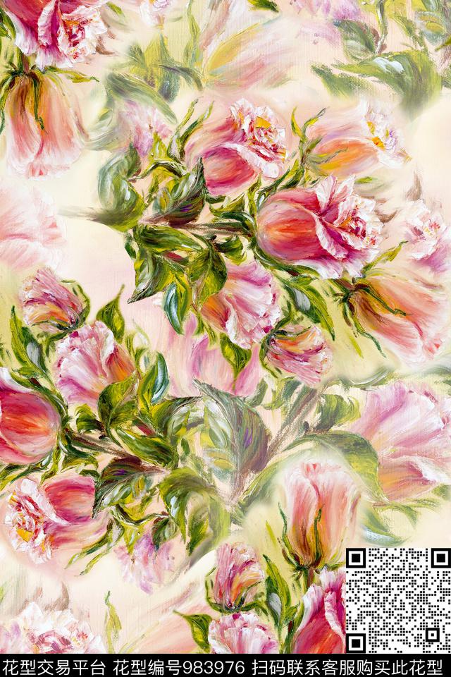 数码华亿平台花卉油画华亿平台数码印花华亿平台下载（图片编号: 983976） - 瓦栏（Walan）
