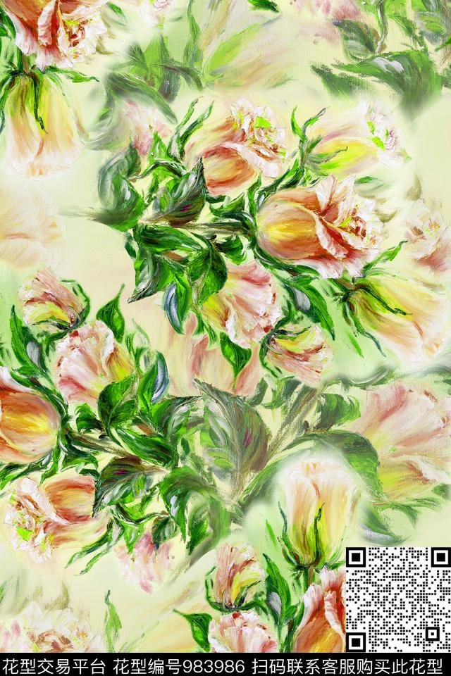 数码华亿平台花卉油画华亿平台数码印花华亿平台下载（图片编号: 983986） - 瓦栏（Walan）