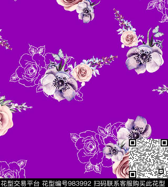 衬衫数码华亿平台鲜花数码印花华亿平台下载（图片编号: 983992） - 瓦栏（Walan）