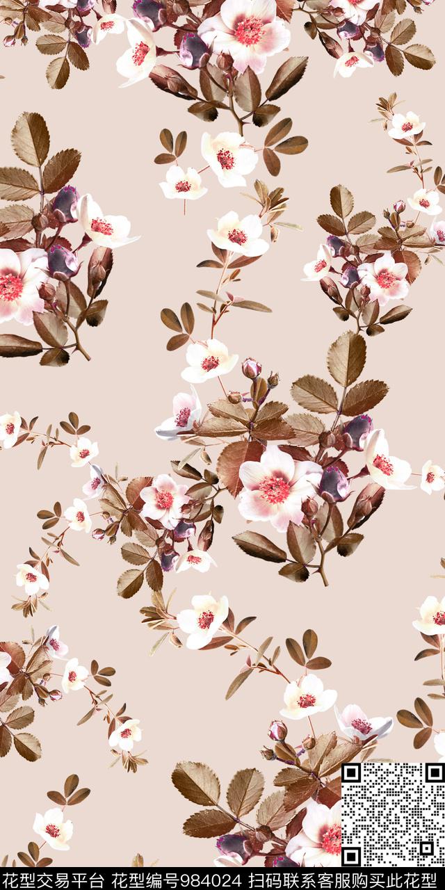 数码华亿平台花卉大牌风数码印花华亿平台下载（图片编号: 984024） - 瓦栏（Walan）