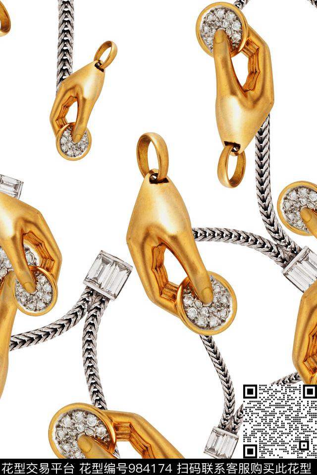 金属趣味链条数码印花华亿平台下载（图片编号: 984174） - 瓦栏（Walan）