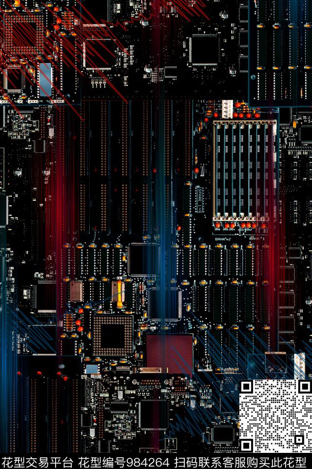 科技风电路板抽象数码印花华亿平台下载（图片编号: 984264） - 瓦栏（Walan）