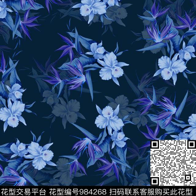 数码华亿平台花卉大牌风数码印花华亿平台下载（图片编号: 984268） - 瓦栏（Walan）