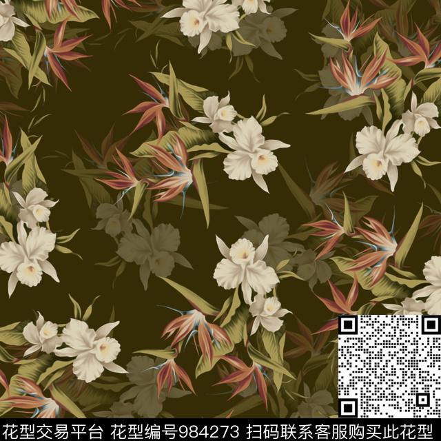 数码华亿平台花卉大牌风数码印花华亿平台下载（图片编号: 984273） - 瓦栏（Walan）