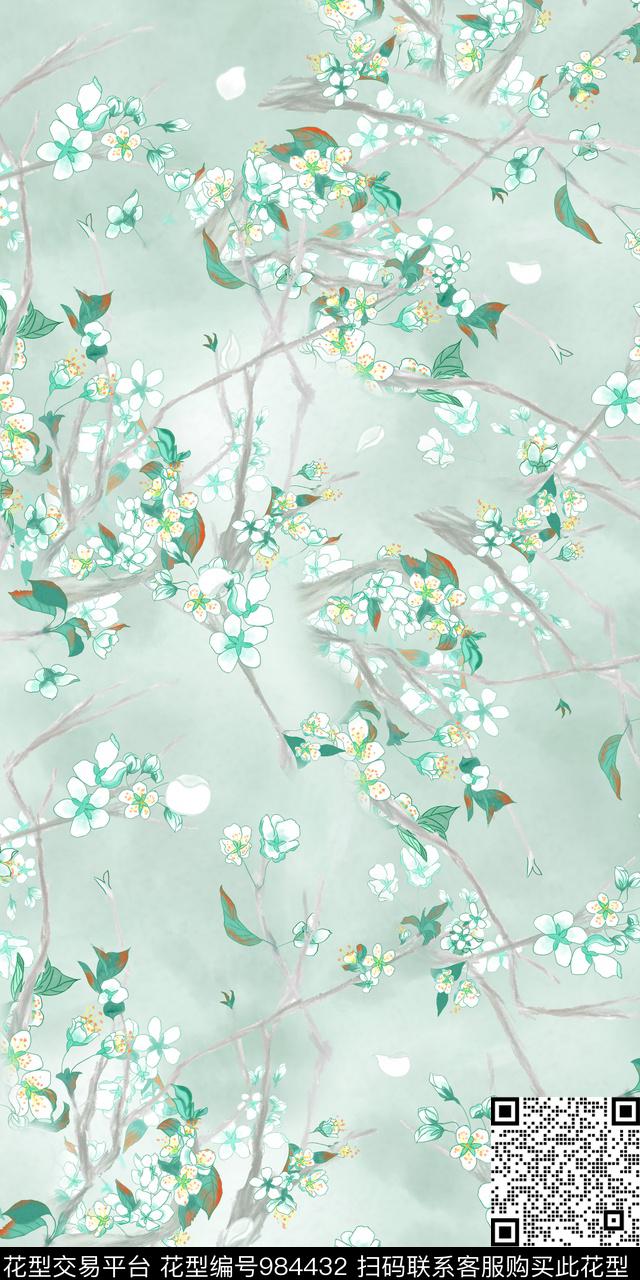 数码华亿平台水彩花卉手绘花卉数码印花华亿平台下载（图片编号: 984432） - 瓦栏（Walan）