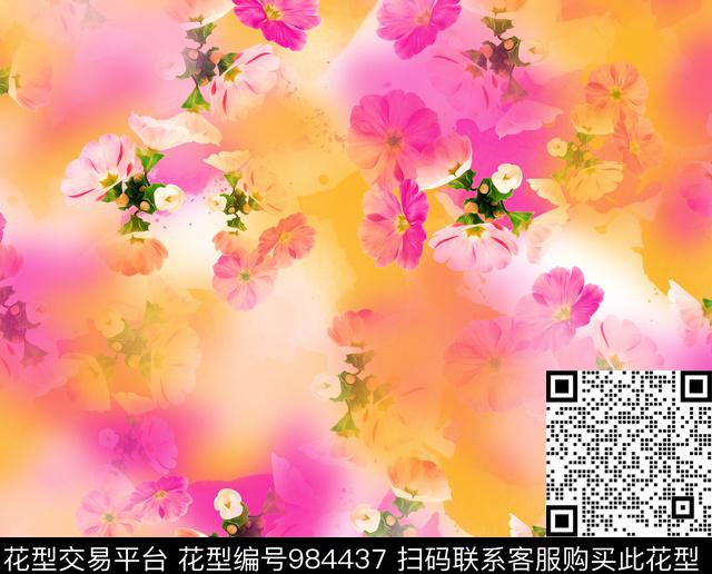 鲜花花卉长巾数码印花华亿平台下载（图片编号: 984437） - 瓦栏（Walan）
