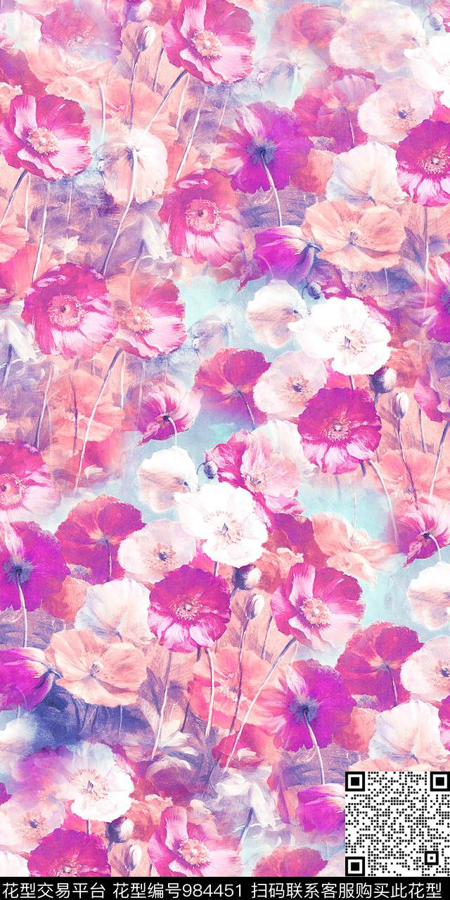 数码华亿平台花卉满板数码印花华亿平台下载（图片编号: 984451） - 瓦栏（Walan）