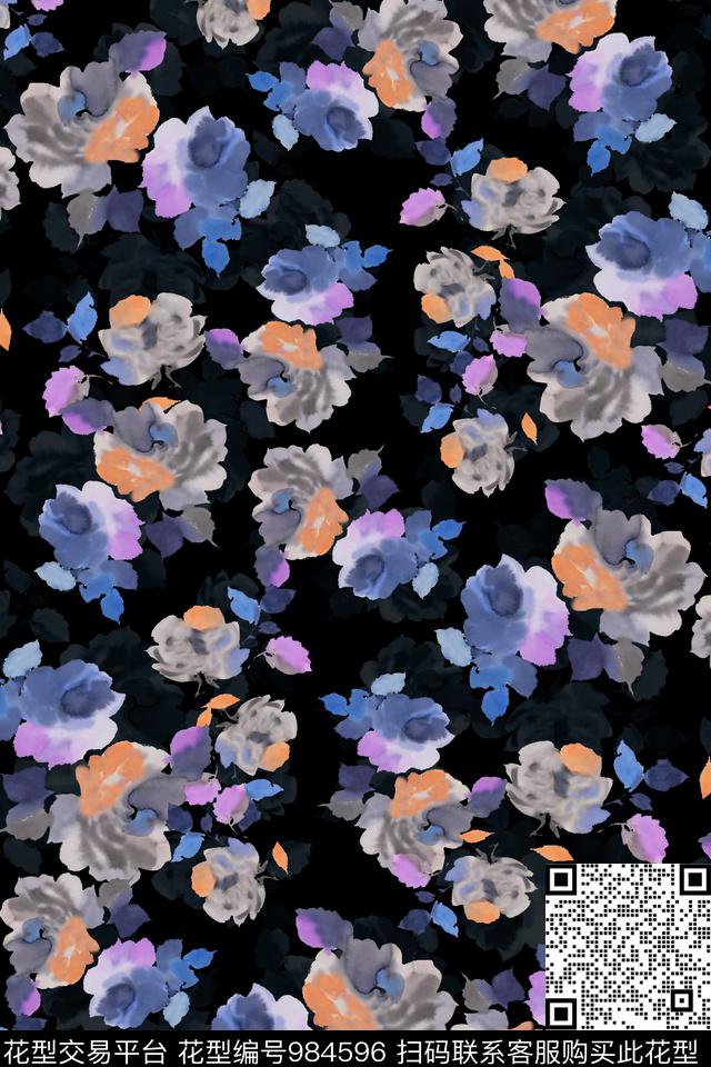 小碎花水彩花卉传统印花华亿平台下载（图片编号: 984596） - 瓦栏（Walan）