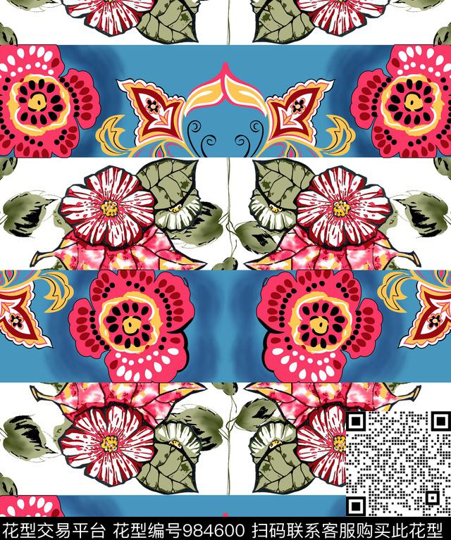 数码华亿平台炫彩卷草数码印花华亿平台下载（图片编号: 984600） - 瓦栏（Walan）