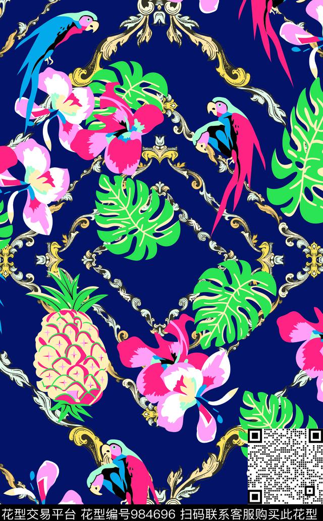 数码华亿平台民族花卉民族风数码印花华亿平台下载（图片编号: 984696） - 瓦栏（Walan）