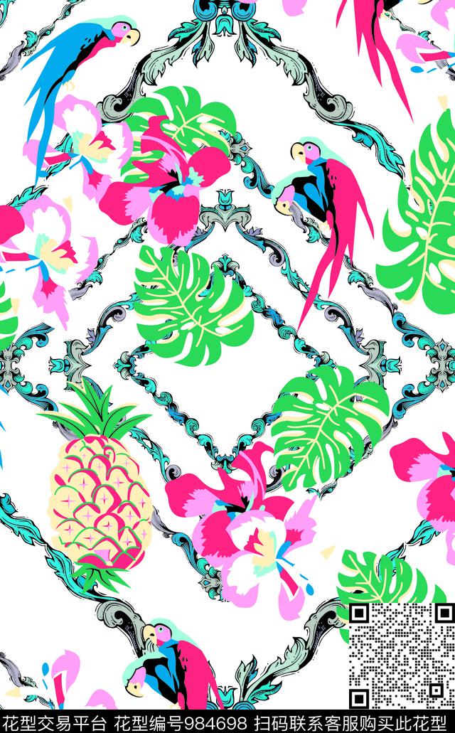 数码华亿平台民族花卉民族风数码印花华亿平台下载（图片编号: 984698） - 瓦栏（Walan）