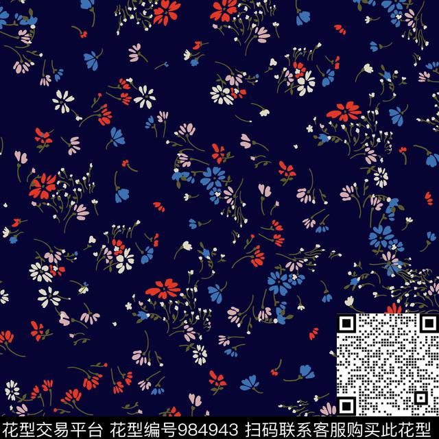 小碎花散摆四方传统印花华亿平台下载（图片编号: 984943） - 瓦栏（Walan）