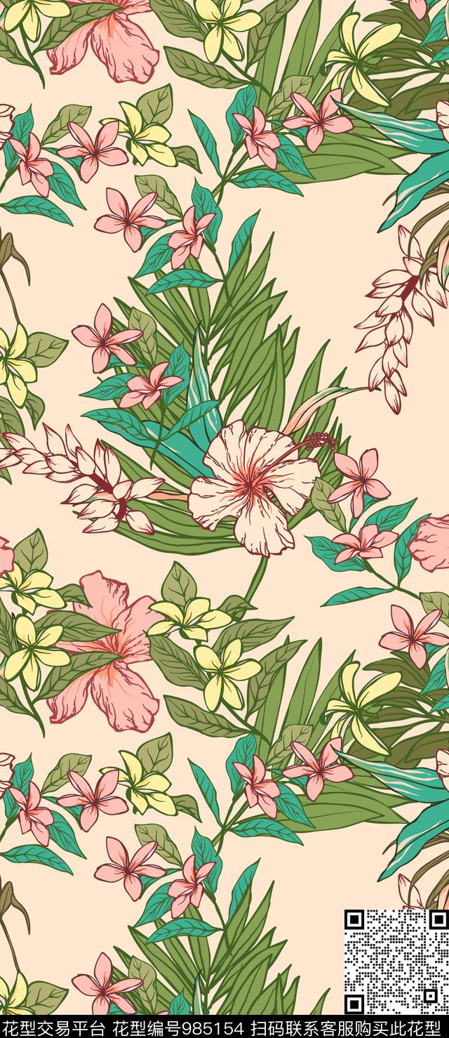 小碎花手绘花卉花卉数码印花华亿平台下载（图片编号: 985154） - 瓦栏（Walan）