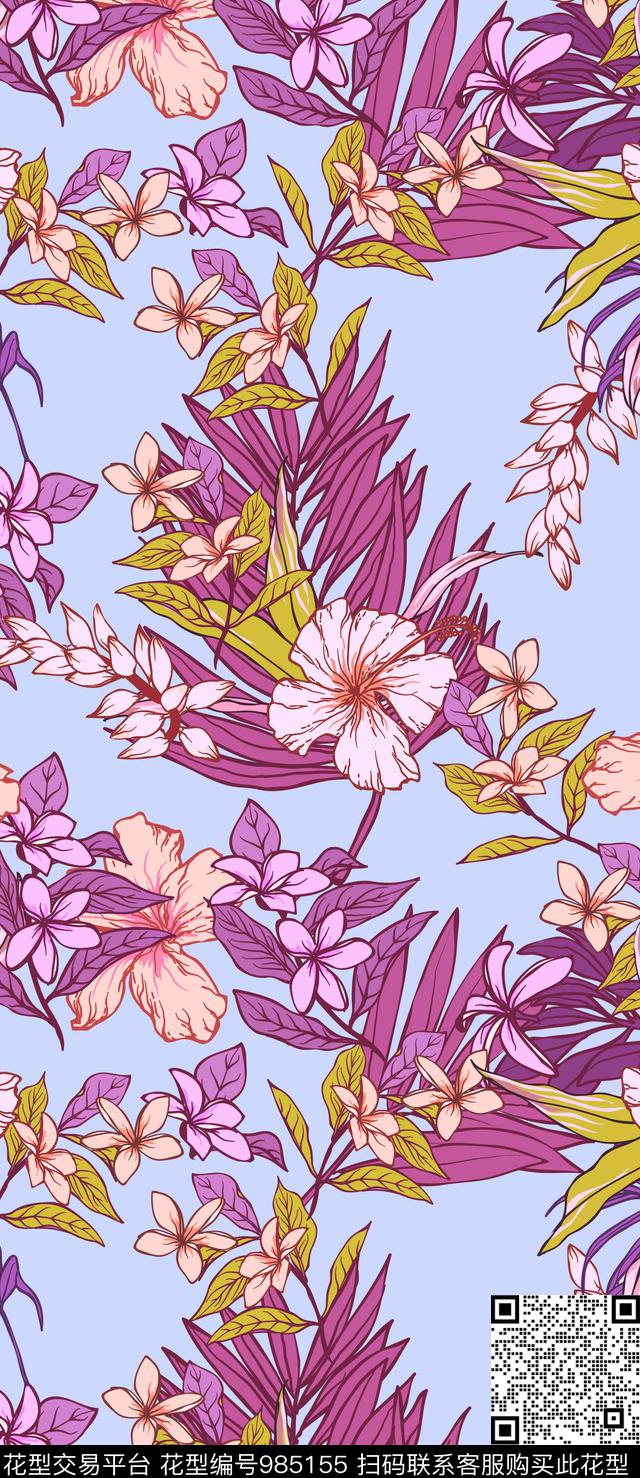 小碎花手绘花卉花卉数码印花华亿平台下载（图片编号: 985155） - 瓦栏（Walan）