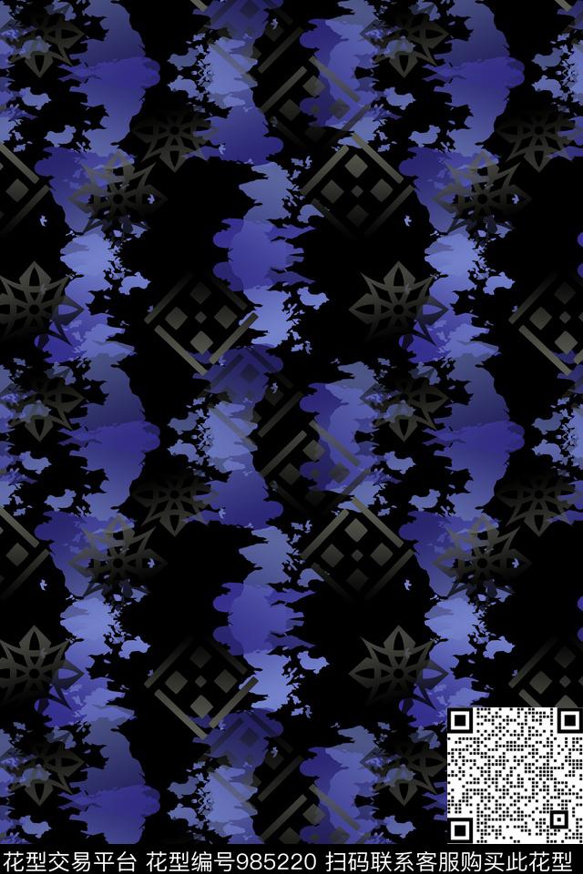 手绘涂鸦图案格子男装休闲花卉数码印花华亿平台下载（图片编号: 985220） - 瓦栏（Walan）