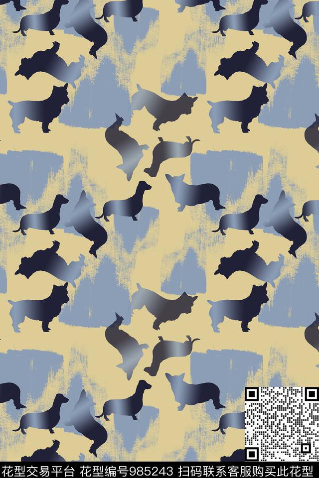 狗动物纹动物数码印花华亿平台下载（图片编号: 985243） - 瓦栏（Walan）